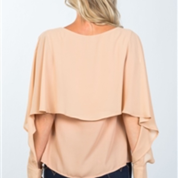CAPE SLEEVE LAYERED BLOUSE - Picture 3 of 5